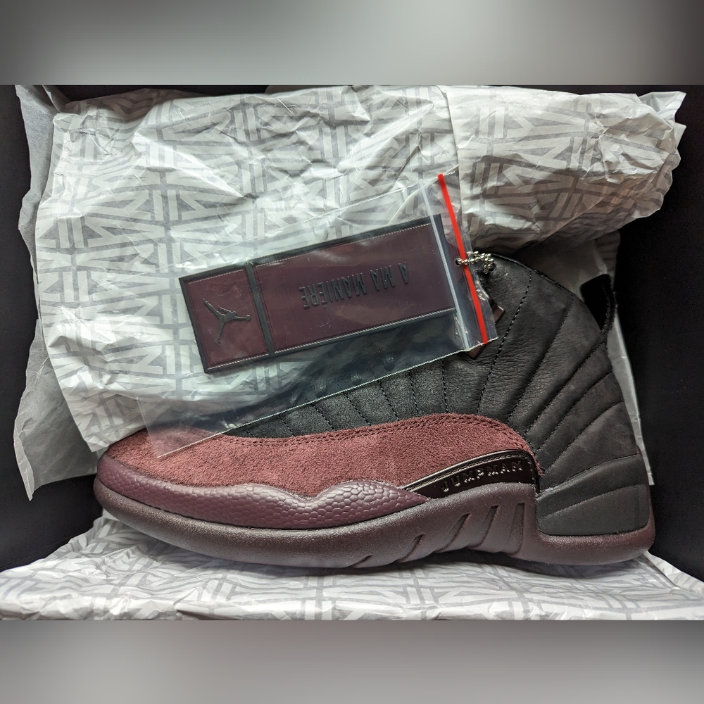 Nike x A Ma Maniere Air Jordan 12 Retro, black and burgundy crush, NIB